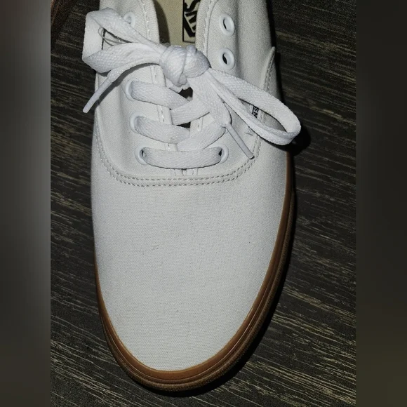 Vans Authentic Vintage White / Gum Sole. Low top Skate vans, Size 12 WIDE CUSTOM - Picture 2 of 6